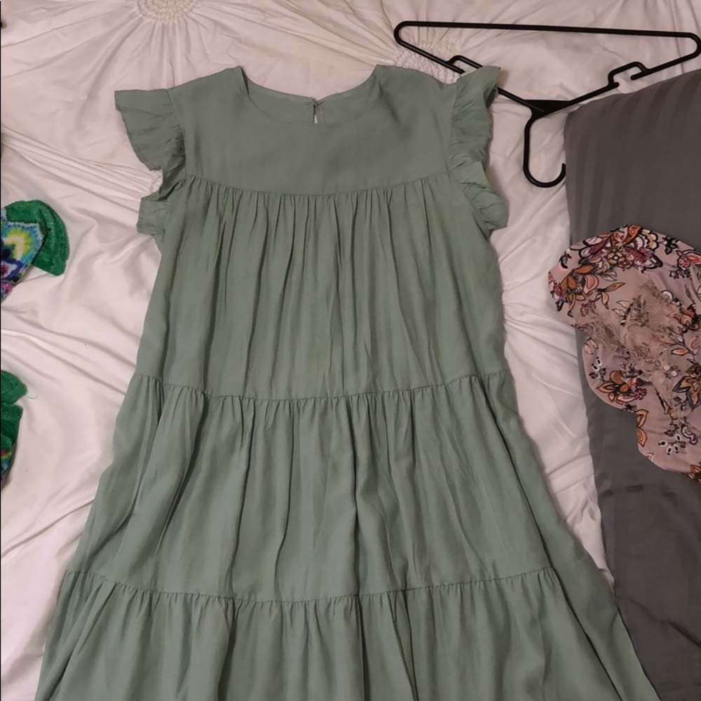 A dusty green dress